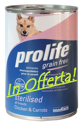 Prolife Sterilized Grain Free Cani Adulti Pollo e Carote
