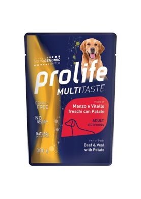 Prolife Multitaste Grain Free Cani Adulti Manzo, Vitello e Patate per CANI cod. 8015579042025MA
