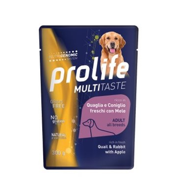 Prolife Multitaste Grain Free Cani Adulti Quaglia, Coniglio e Mele per CANI cod. 8015579042049MA

