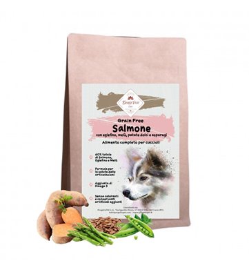 BeateVivo Grain Free Salmone, Eglefino e Melù, con Patate Dolci e Asparagi Puppy Medium/Large Size cod. 8052530780190MA

