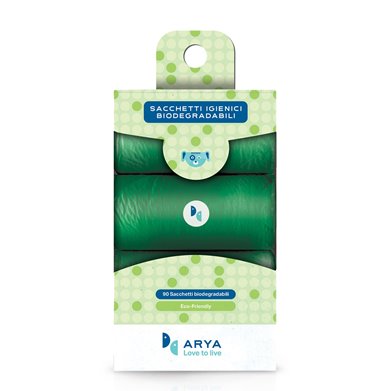 ARYA Sacchettini Igienici Biodegradabili Ricarica 6x15 pz per CANI | cod. 8006455056137