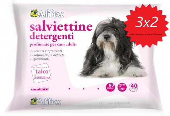 Affex Salviette Cani Adulti Talco con Clorexidina