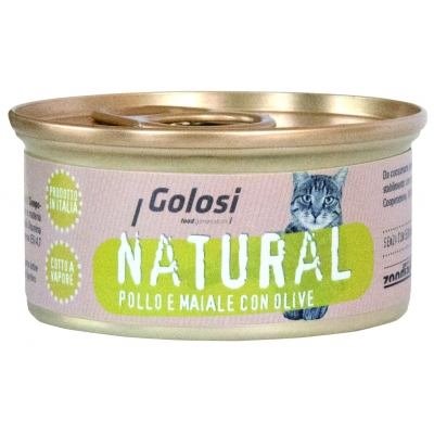 Golosi Natural Gatti Adulti Pollo, Maiale e Olive 70 gr